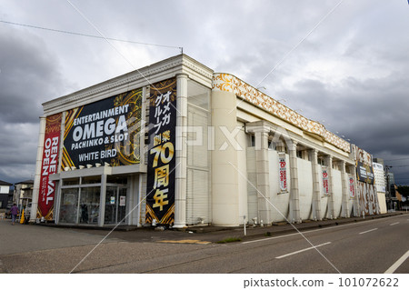 Pachinko Parlour amusement building, Kanazawa, Japan. 101072622