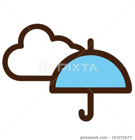 簡單可愛的雨傘和雲朵圖標 101072677