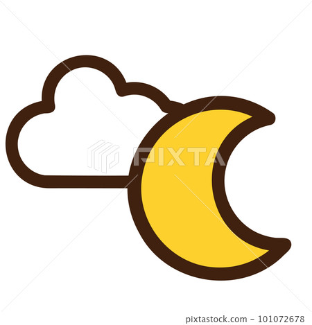 簡單可愛的月亮和雲圖標 簡單可愛的月亮和雲圖標 101072678