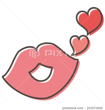 Illustration of a kiss mark and a heart 101072680