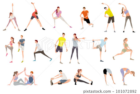Vector illustration material: set of men and women stretching 101072892