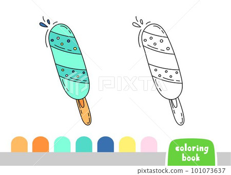 Coloring Book for Kids Ice Cream Popsicle Page for books Magazines Vector Illustration Template Coloring Book for Kids Ice Cream Popsicle Page for books Magazines Vector Illustration Template 101073637