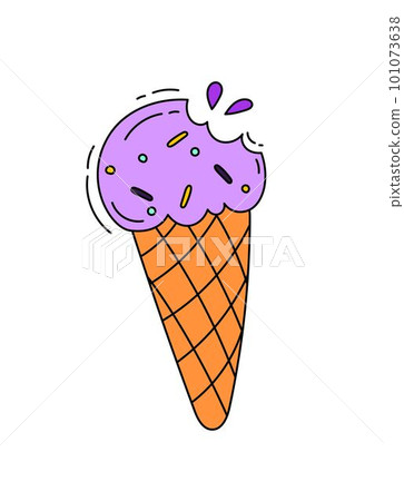 Ice cream cone doodle Vector color illustration isolated on white background Ice cream cone doodle Vector color illustration isolated on white background 101073638