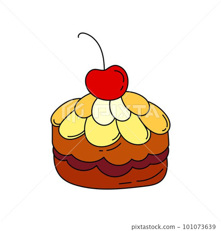 Cake doodle Vector color illustration isolated on white background Cake doodle Vector color illustration isolated on white background 101073639