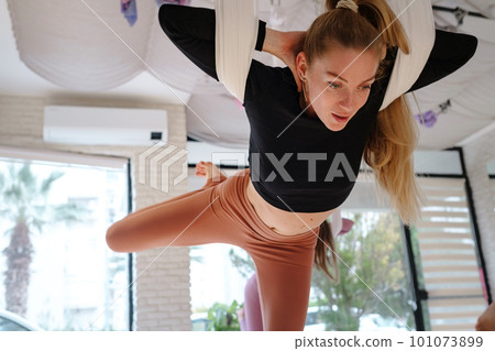 workshop of air yoga and stretching in yoga studio workshop of air yoga and stretching in yoga studio 101073899