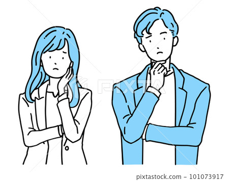 Troubled expression / troubled business person male & female 101073917