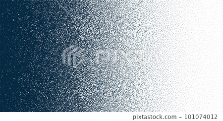 Stipple pattern, dotted geometric background. Stippling, dotwork drawing, shading using dots. Pixel disintegration, random halftone effect. White noise grainy texture. Vector illustration Stipple pattern, dotted geometric background. Stippling, dotwork drawing, shading using dots. Pixel disintegration, random halftone effect. White noise grainy texture. Vector illustration 101074012