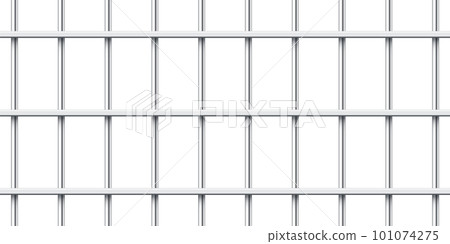 Realistic shiny metal prison bars isolated on white background. Detailed jail cage, prison iron fence. Criminal background mockup. Vector illustration Realistic shiny metal prison bars isolated on white background. Detailed jail cage, prison iron fence. Criminal background mockup. Vector illustration 101074275