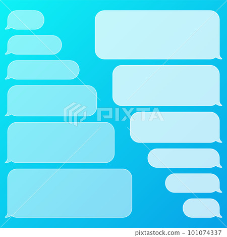 Blank transparent various message bubbles on colorful background. Chat or messenger speech bubble. SMS text frame. Short message sending. Vector illustration Blank transparent various message bubbles on colorful background. Chat or messenger speech bubble. SMS text frame. Short message sending. Vector illustration 101074337