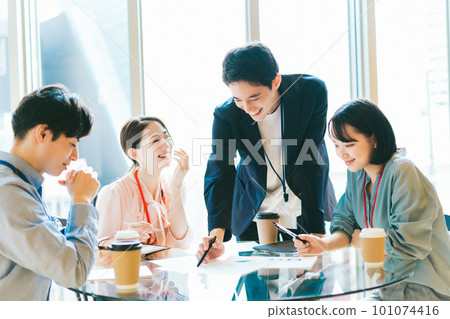 Young business people having a meeting Young business people having a meeting 101074416