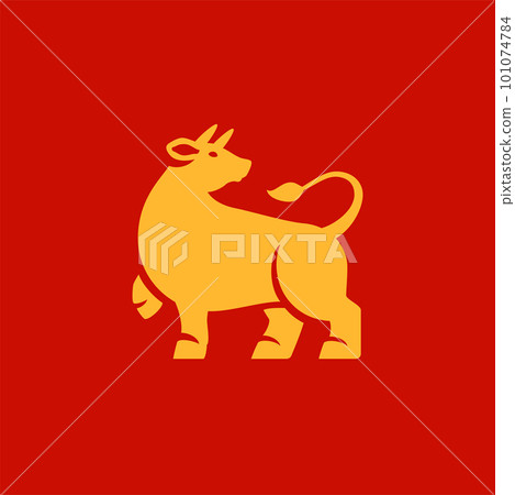 Golden bull cow cattle horned Taurus Chinese New Year astrology horoscope monochrome icon vector Golden bull cow cattle horned Taurus Chinese New Year astrology horoscope monochrome icon vector 101074784