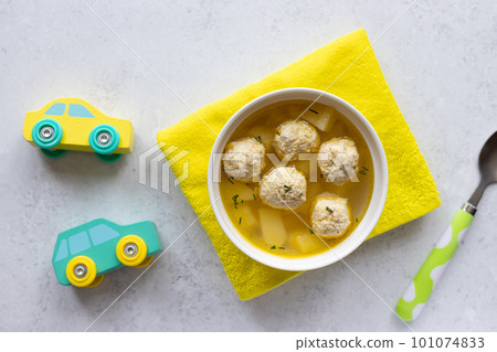 chicken soup for children in white bowl 101074833