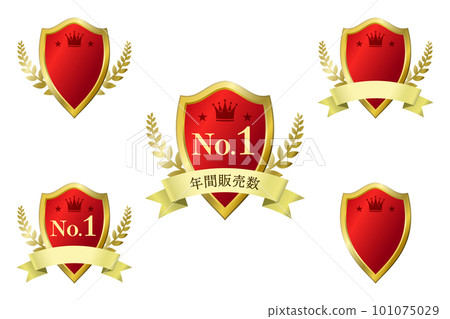 豪華的金色和紅色排名徽章 101075029