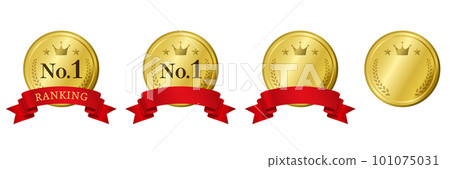 豪華的金色和紅色排名獎牌 101075031