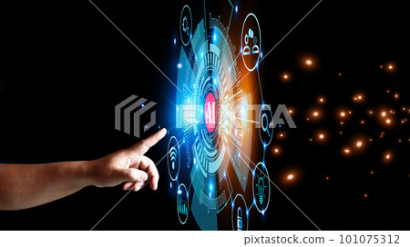 Point  finger to the AI button to access the AI system. Work through the Internet. Chat, passwords, creativity, stock market analysis. There are more Artificial Intelligence  Technology. 101075312