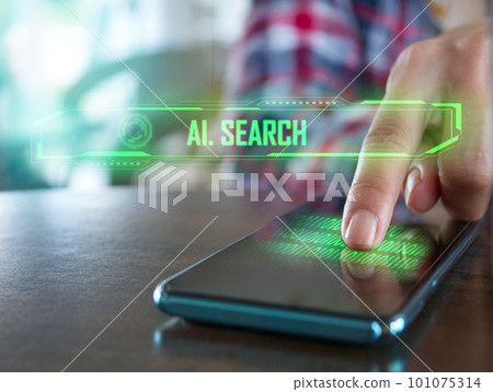 People touch the screen of mobile phones with their fingers and use intelligent search systems. People touch the screen of mobile phones with their fingers and use intelligent search systems. 101075314