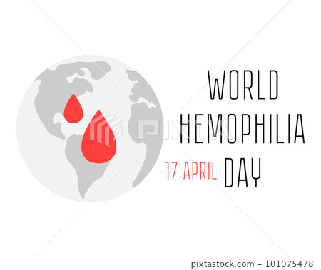 World Hemophilia Day. Vector banner. Blood diseases. Medical concept in the care of patients with hemophilia.Template for background, banner, card, poster with text inscription. World Hemophilia Day. Vector banner. Blood diseases. Medical concept in the care of patients with hemophilia.Template for background, banner, card, poster with text inscription. 101075478