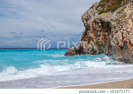 Mylos beach with azure sea, Lefkada island, Greece 101075777