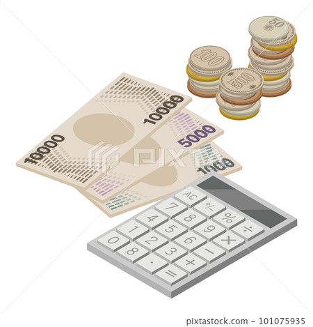 金錢和計算器的矢量圖 101075935