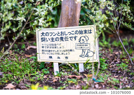 日本橫濱市景，寵物散步禮儀... ``主人有責任處理狗的便便和小便''=橫濱市 101076000