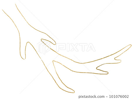 Hand drawn deer antlers, golden outlines, isolated Boho Wedding illustration Hand drawn deer antlers, golden outlines, isolated Boho Wedding illustration 101076002