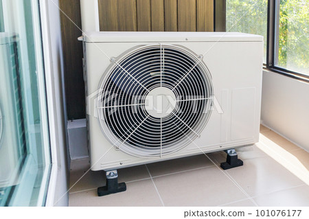 Air condition outdoor unit compressor install outside the house Air condition outdoor unit compressor install outside the house 101076177
