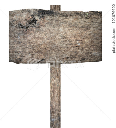 Old wooden sign isolated on white background 101076600