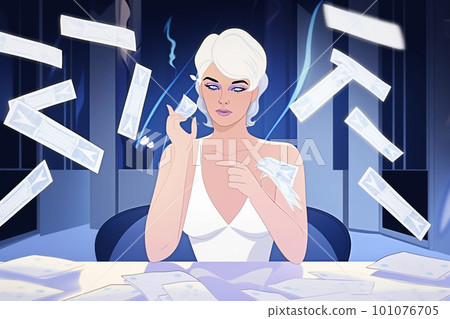 Witch woman using tarot cards for love spelling, divination and fortune telling. Generative AI 101076705