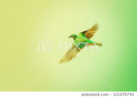 Green Bee-Eater flying in the sky, nature background. Generative AI 101076740