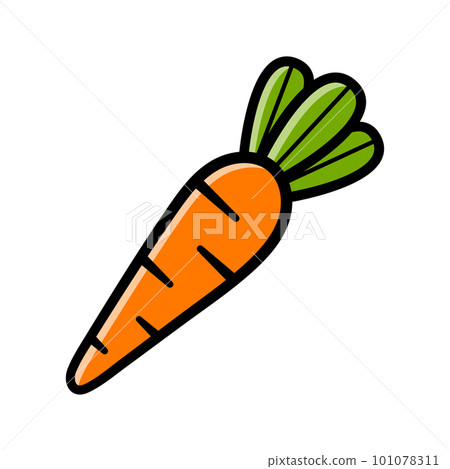 Carrot. Isolated vector illustration in cartoon style on white background. Carrot. Isolated vector illustration in cartoon style on white background. 101078311