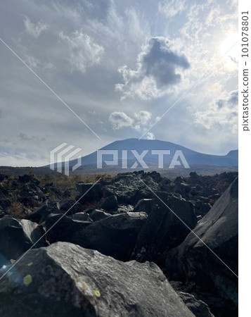 Mount Asama seen from Lava Art Onioshidashi Garden Mount Asama seen from Lava Art Onioshidashi Garden 101078801
