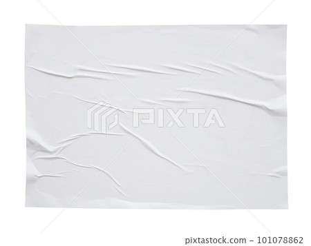 Blank white crumpled and creased paper sticker poster texture isolated on white background Blank white crumpled and creased paper sticker poster texture isolated on white background 101078862