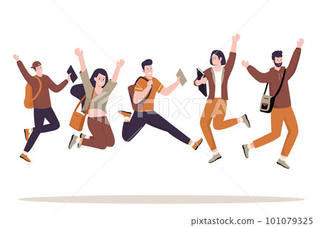 Modern collection of happy college students. Illustrations for websites, landing pages, mobile apps, posters and banners. Trendy flat vector illustration 101079325