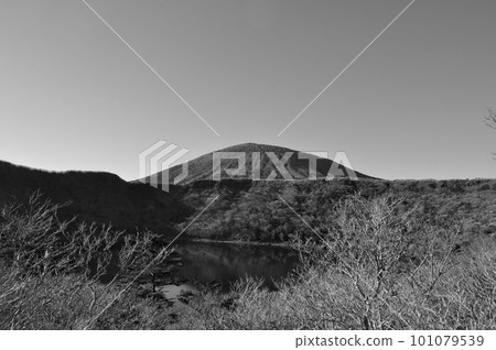 mountain, pond and blue sky 101079539