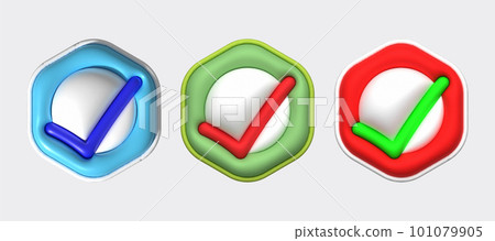 Like or correct symbol,Confirmed or approved button 3D illustration Like or correct symbol,Confirmed or approved button 3D illustration 101079905