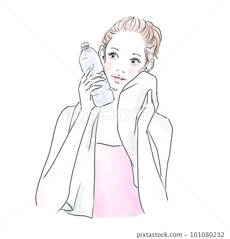 Woman drinking plastic bottle water after sport Woman drinking plastic bottle water after sport 101080232