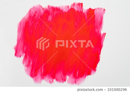 Bright red lipstick smear smudge background. Product sample texture for cosmetic marketing 101080296