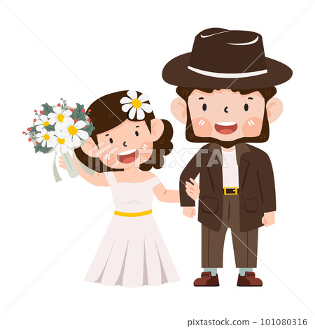 Happy couple bride and groom for wedding 101080316