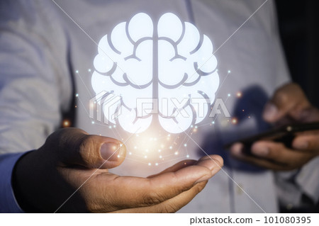 Hand holding human head with a line brain network technology for global.Data in the global computer social.Digital data,ai,science.Vector Technology background and Artificial intelligence concept. Hand holding human head with a line brain network technology for global.Data in the global computer social.Digital data,ai,science.Vector Technology background and Artificial intelligence concept. 101080395