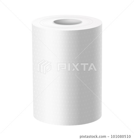 3d mockup or closeup of vertical paper towel roll. Template image for kitchen or bathroom. Clean sheet or packaging accessory. Round tube for hygiene. Wipe cylinder isolated. Domestic and hygienic. 3d mockup or closeup of vertical paper towel roll. Template image for kitchen or bathroom. Clean sheet or packaging accessory. Round tube for hygiene. Wipe cylinder isolated. Domestic and hygienic. 101080510