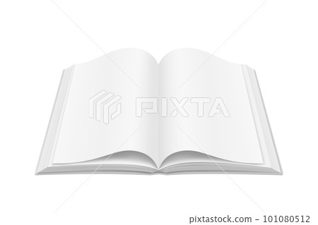 3d book with opened pages. Vector image of realistic literature with blank or clear page. Reading mockup or closeup. Can be used for library or school education materials. Knowledge and learning theme 101080512