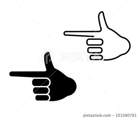 Hand gun pointing finger gesture vector illustration. Show direction body language icon cutout line silhouette pictogram Hand gun pointing finger gesture vector illustration. Show direction body language icon cutout line silhouette pictogram 101080781