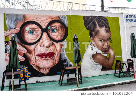 Graffiti street art murals line the streets and back alleys of Rio de Janeiro, Santa Teresa district in Brazil Graffiti street art murals line the streets and back alleys of Rio de Janeiro, Santa Teresa district in Brazil 101081264