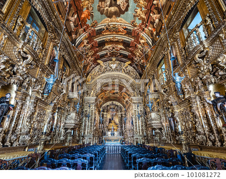 Interior of Church of Ordem Terceira de Sao Francisco da Penitencia at City of Rio de Janeiro, Brazil 101081272