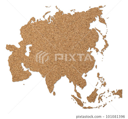 Asia map cork wood texture. 101081396
