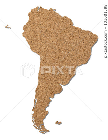 South America map cork wood texture. 101081398