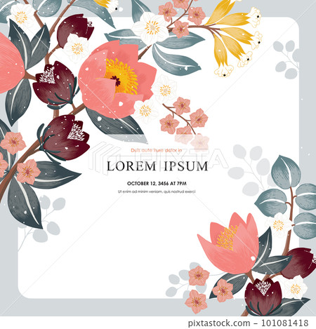 Vector illustration of a floral frame decorated with April flowers.   101081418