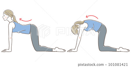 一個女人伸腰的插圖 101081421