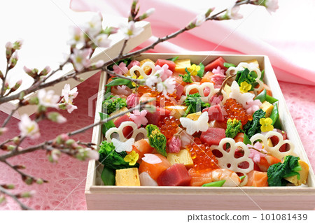 Cherry-blossom viewing Seafood Chirashi Sushi Bara Chirashi Sushi Hanachirashi Sushi 101081439