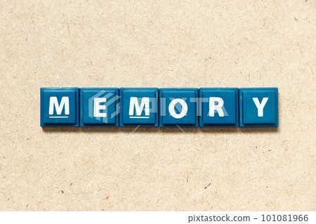 Tile alphabet letter in word memory on wood background Tile alphabet letter in word memory on wood background 101081966